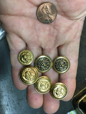 Vintage Waterbury Button Co US Navy Eagle w/Anchor Brass Buttons Assorted 6pc