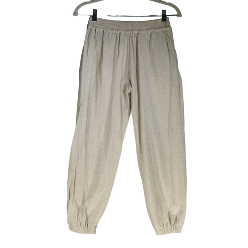 Umgee Joggers Pants Girls Teen Size S Beige Linen Cotton Blend Fray Pockets Boho - Picture 10 of 12