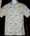 TOMMY BAHAMA MARLIN LOGO FOG GREY BUTTON DOWN ALLOVER PRINT SHIRT SMALL NWT $139