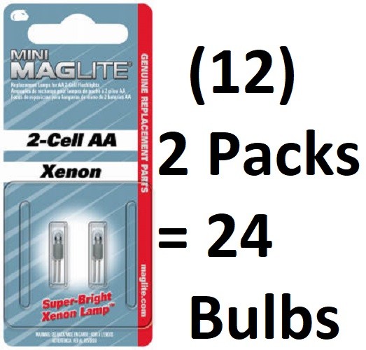 (12) Mini Maglite 2 pk AA Xenon Incandescent Replacement Lamp Bulbs LM2A001 (12) Mini Maglite 2 pk AA Xenon Incandescent Replacement Lamp Bulbs LM2A001