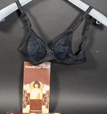 Vintage Maidenform Dentelle Line Art. 2833 Femmes Bh Noir Taille 70 B, Avec Ovp - Photo 1/4