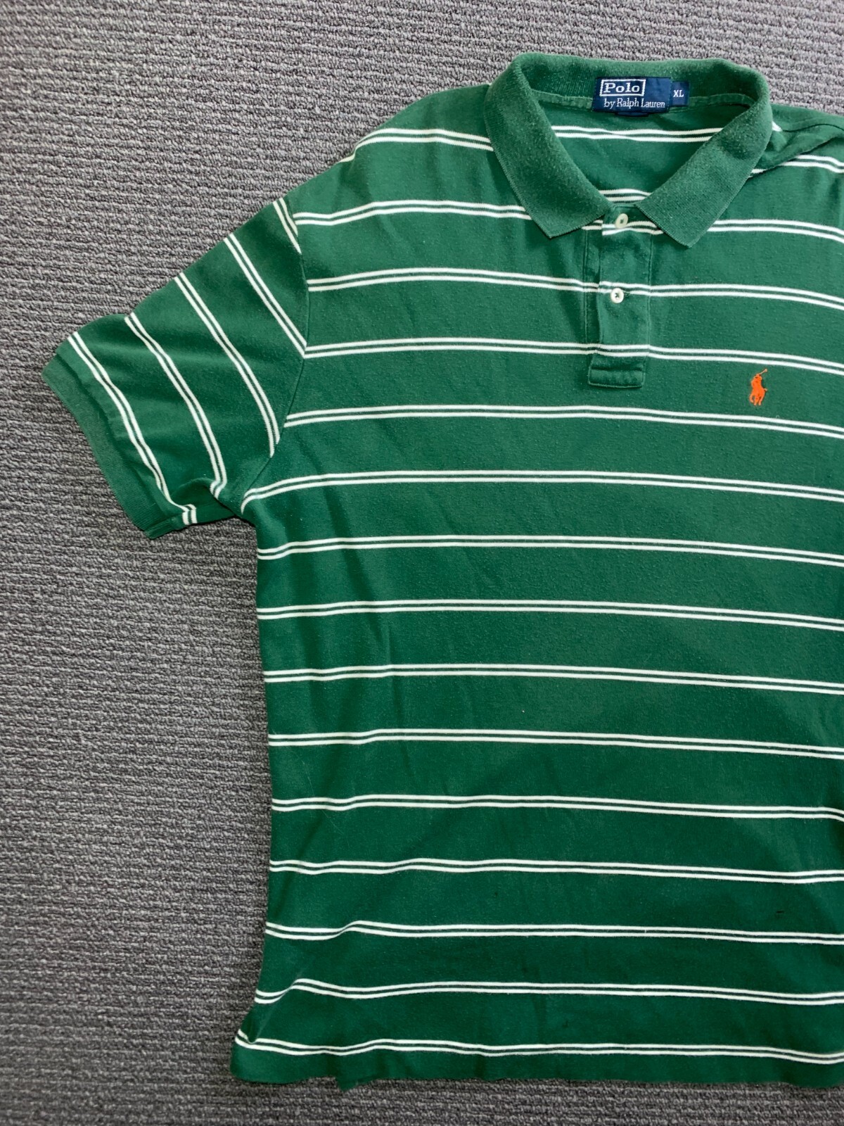 Polo Ralph Lauren vintage camicia uomo extra large verde a righe arancione pony