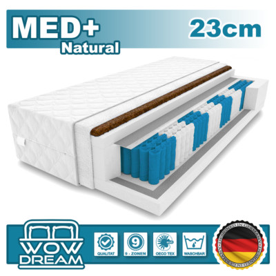Matratze MED+ Natural Taschenfederkern 23 cm H3 / H4 9 zonen Bett Matratzen