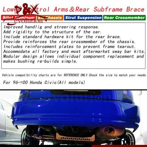 Blue Rear Lower Suspension Control Camber Arms for 96-00 Honda Civic EK EJ - Picture 7 of 9