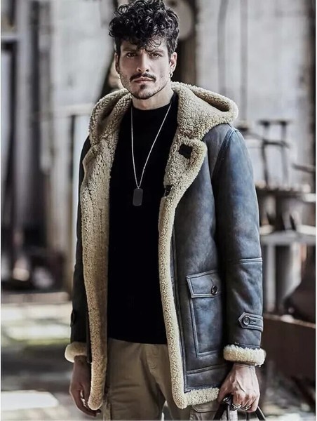 Trench coat para hombre RAF marrón cuero real chaqueta de piel de oveja piloto de la Marina de los Estados Unidos, todas las tallas