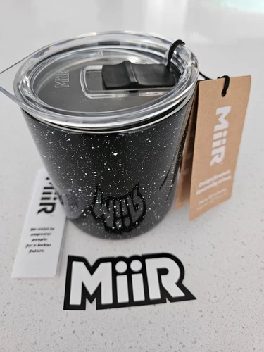 New W/Tag MiiR 12 OZ Camp Cup Cold Hot Black Speckle Slide Lid Thermo BPA Free