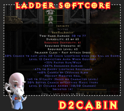 Diablo 2R SC Ladder Made Amazon/Sorceress NON-ETH Infinity PC/SWITCH/PS