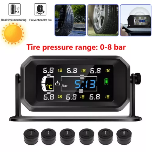 Wireless Solar TPMS LCD Car Tire Pressure Monitoring System + 6 External Sensors - Picture 2 of 16