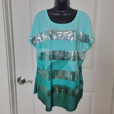 NWT Lane Bryant Top Womens Size 18 20 Watercolor Sequin