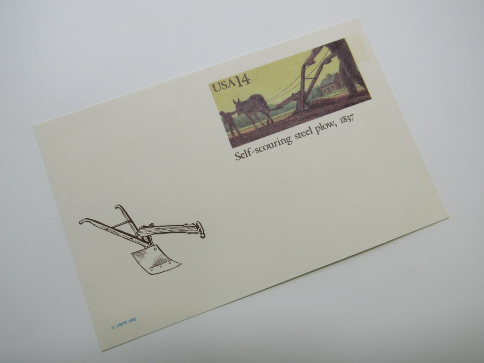 USPS Scott UX115 14c Self Scouring Steel Plow 1837 Postal Card