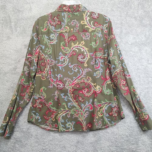 Camisa Tommy Hilfiger Puño Abatible Para Mujer Talla XL Oliva Paisley Manga Larga Elastizada - Imagen 13 de 19