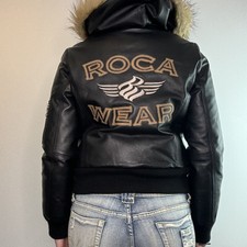 Y2k Rocawear Leather Jacket With Hood