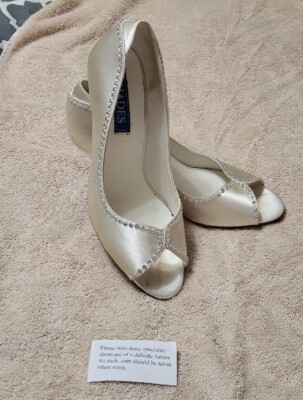 Shades Braut Hochzeit Seide Diamanten Schuhe - Elfenbein/Creme - UK 6 einmal getragen 