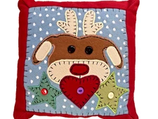 Reindeer 12.5” Holiday Throw Pillow Christmas Country Decor
