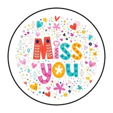 30 MISS YOU ENVELOPE SEALS LABELS STICKERS 1.5" ROUND