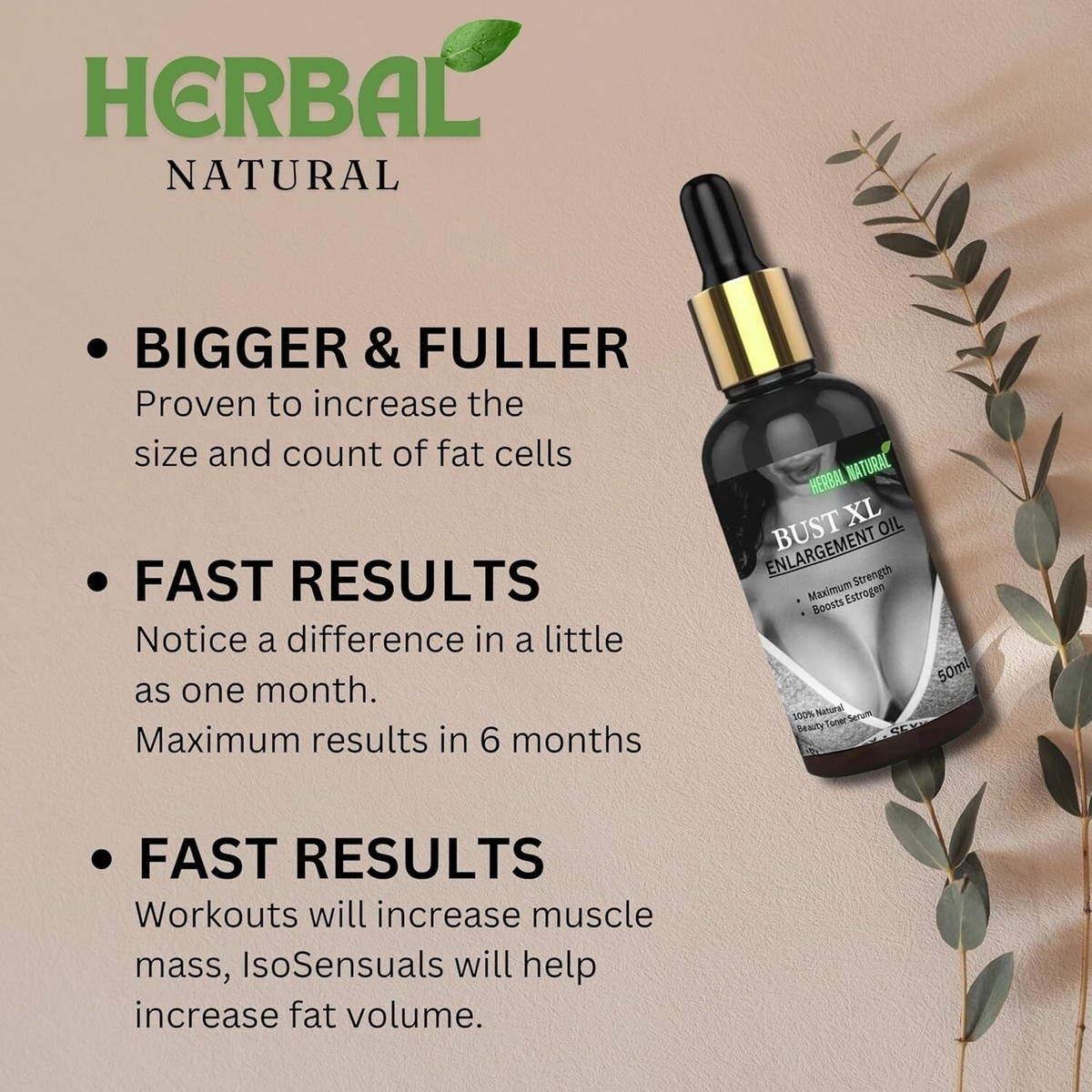 Huile De Sérum Mammaire Mount Beauty 50ml - Naturelle, Pour Croissance Et Amélioration