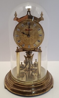 Vintage SETH THOMAS Brass Glass Dome 400 Day Anniversary Shelf