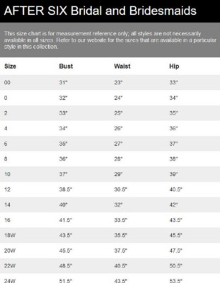 after six bridesmaid dresses size chart After Six 6899 main image 1