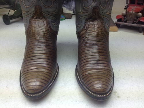 DAN POST USA MINK GRAY LEATHER LIZARD WESTERN COWBOY ROCKABILLY DANCE BOOTS 5C - Picture 6 of 11