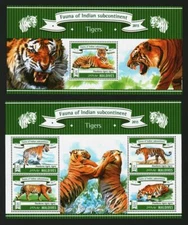 Maldives 2015 Set Of 2 Stamps Sheets Fauna Tigers MNH #13884