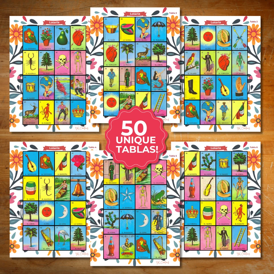 Juego Lotería Mexicana Deluxe - 50 Tableros Premium + 54 Tarjetas de Llamada. Impermeable Foto 4 de 4