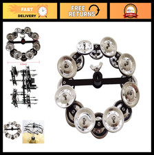 5.5" Mountable Hi-Hat Tambourine with 8 Steel Jingles for Drum Set - Silver