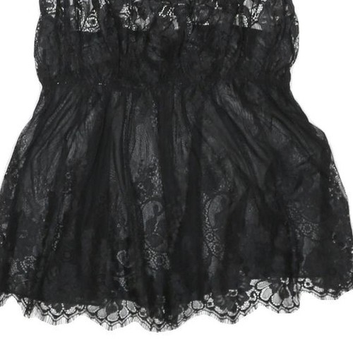 THE ESCAANTE Mujer Negro Encaje Top Sin Mangas Cuello Redondo M Lencería Elegante - Imagen 5 de 6