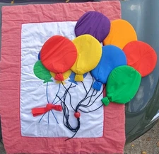 Soft Hanging Balloon Wall Decor 1980's Vintage + 32x40 Quilt