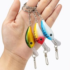 3pcs Artificial Minnow Key Rings Fishing Lure Keychains Bionic Bait Key Rings