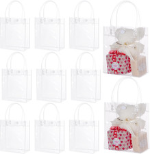 25Pcs Clear PVC Gift Bags with Handles, Small Plastic Tote, Reusable Transparent