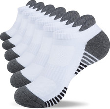 Athletic Running Ankle Socks, Low Cut Cushioned Anti-Blister Tab Sports Socks Me
