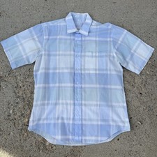 Vintage Christian Dior Button Up Short Sleeve Mens Sz Large Plaid Hong Kong