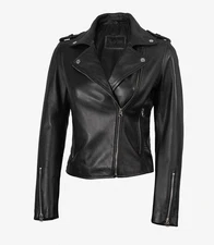 Women's Black Asymmetrical Biker Style Leather Jacket
