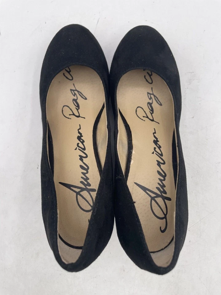 American Rag Kenna Wedge Heels Women Sz 5.5 Black Suede Slip-On Formal Hipster - Image 4 of 4