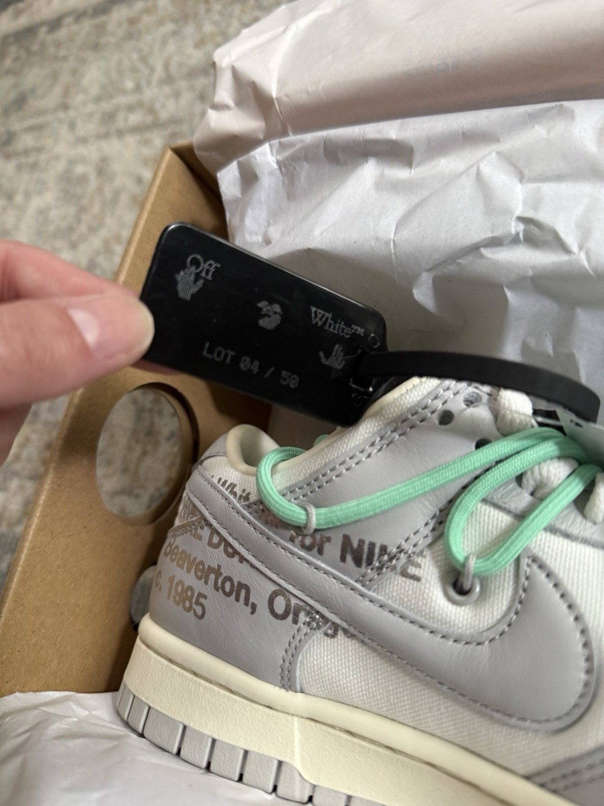 OFF WHITE X NIKE Taglia 5 5 Nike Off White x Dunk Low Lotto 04 di 50