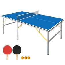 Mid-Size 6 FT Foldable&Portable Table Tennis Table Set with Net,2 Paddle,3 Balls