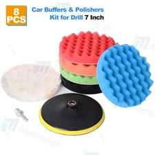 8 PCS 7 Inch Polishing Waxing Pad Sponge Buff Buffing Kit Set For Car Polisher