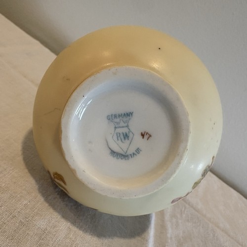 Antiker RW Rudolstadt Germany handbemalter Krug Vase rosa 8,5" nummeriert - Bild 6 von 6