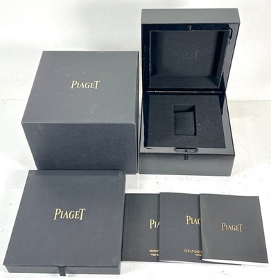 VINTAGE GENUINE PIAGET watch box case leather wood Black Booklet 251224001eA