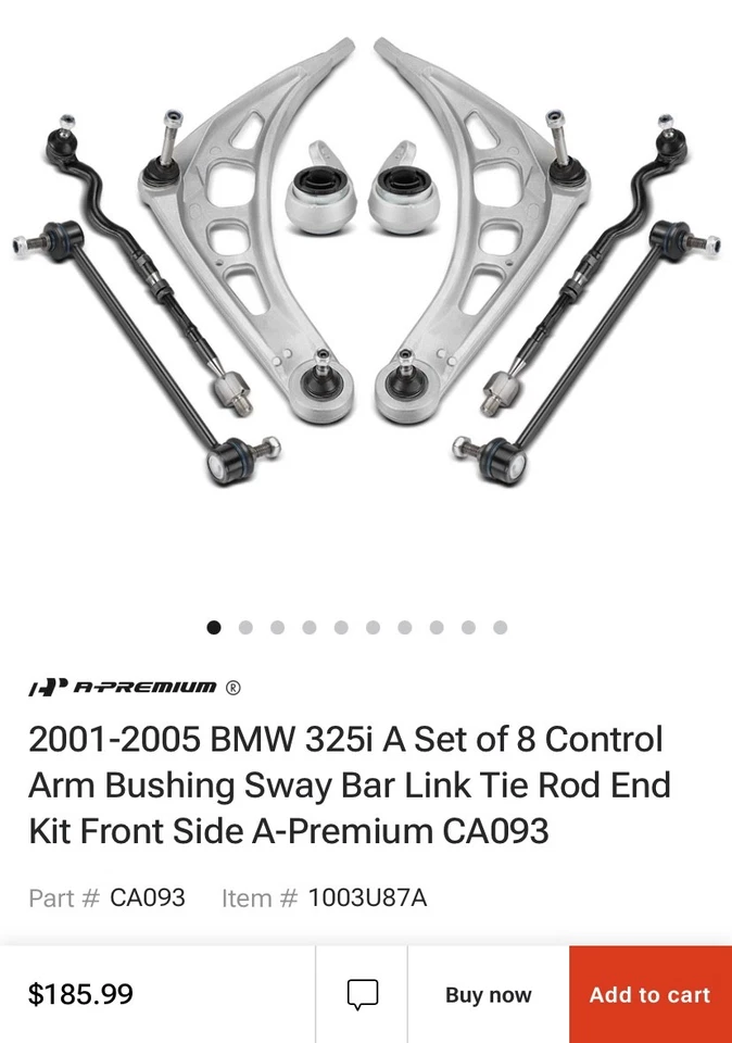 BMW 325i 2001-05 2 brazos de control y bujes, 2 eslabones de barra estabilizadora, 2 kit de extremo de barra de amarre Foto 2 de 3