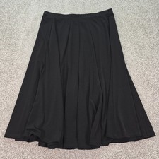 Chicos Black Travelers Midi Skirt Panel Flared Stretch Jersey Size 3 XL 16