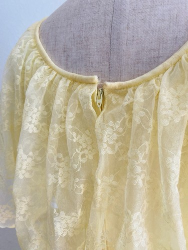 Vintage 60er/70er ILGWU gelb Spitze ärmellos Cottagecore Caplet Sommerkleid Boho - Bild 6 von 14