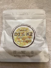 Vitamin D3 K2 Supplement Softgels 180 Virgin Coconut Oil Softgels 6/2026