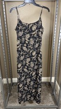 Old Navy Long Maxi Dress Size 4 Dark Brown Floral Sleeveless Tropical Resort