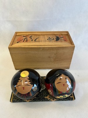Vintage japanische Kokeshi Puppe Ouchi Lack Holz Kunst Figur Glücksbringer