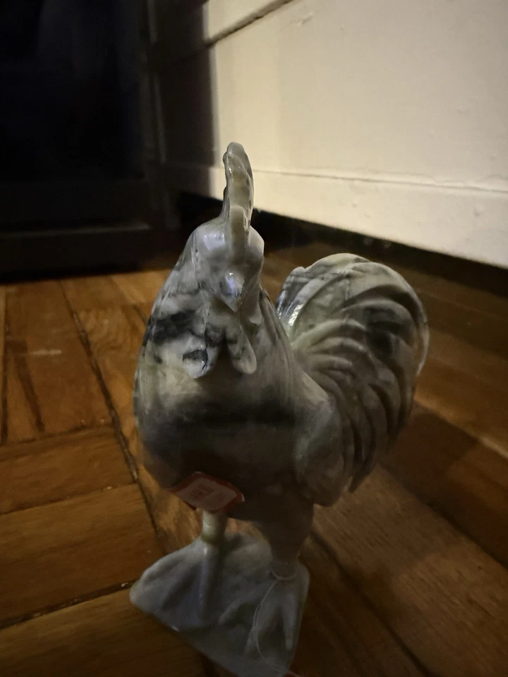 Estatuilla de gallo de jade tallada a mano artesanías chinas de colección escultura de 6 piedras Foto 4 de 4