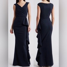 NEW Chiara Boni La Petite Robe Sozen Cascade Ruffle Sleeveless Gown Sz 8