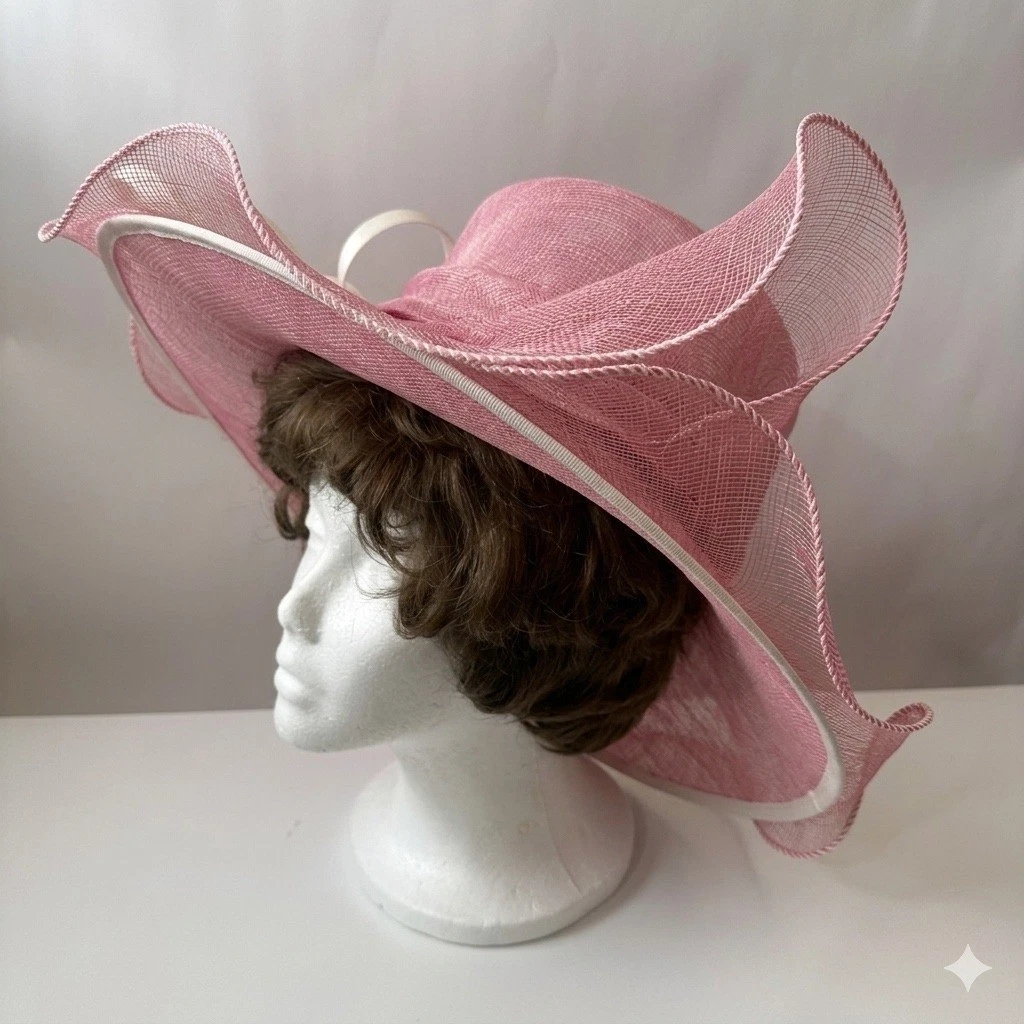 Vintage Whittall & Shon Pink Silver Glitter Kentucky Derby Church Hat USA Vintage Whitall & Shon Kentucky Derby Church Hat Black  main image 4