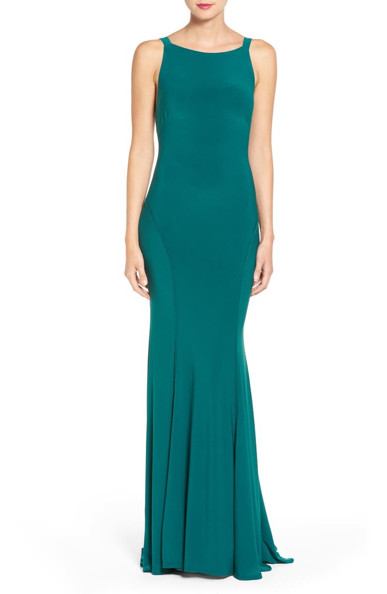 Ieena Mac Duggal 25220 Jersey Gown SZ 8 Emerald