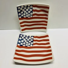 Syracuse Flag Plate Square Pair 9” Chip And Dip Appetizer